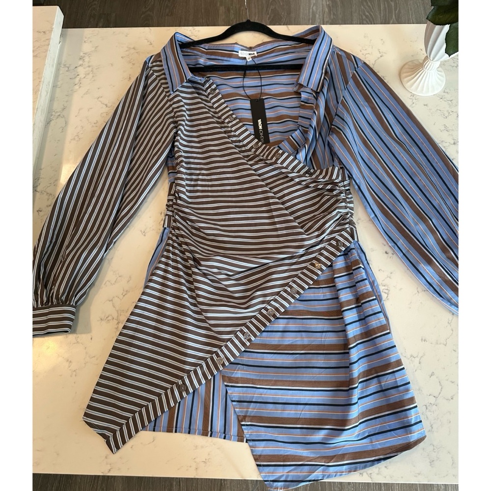Fashionnova Multi-Striped Mini Dress - Size Large - Picture 11 of 11